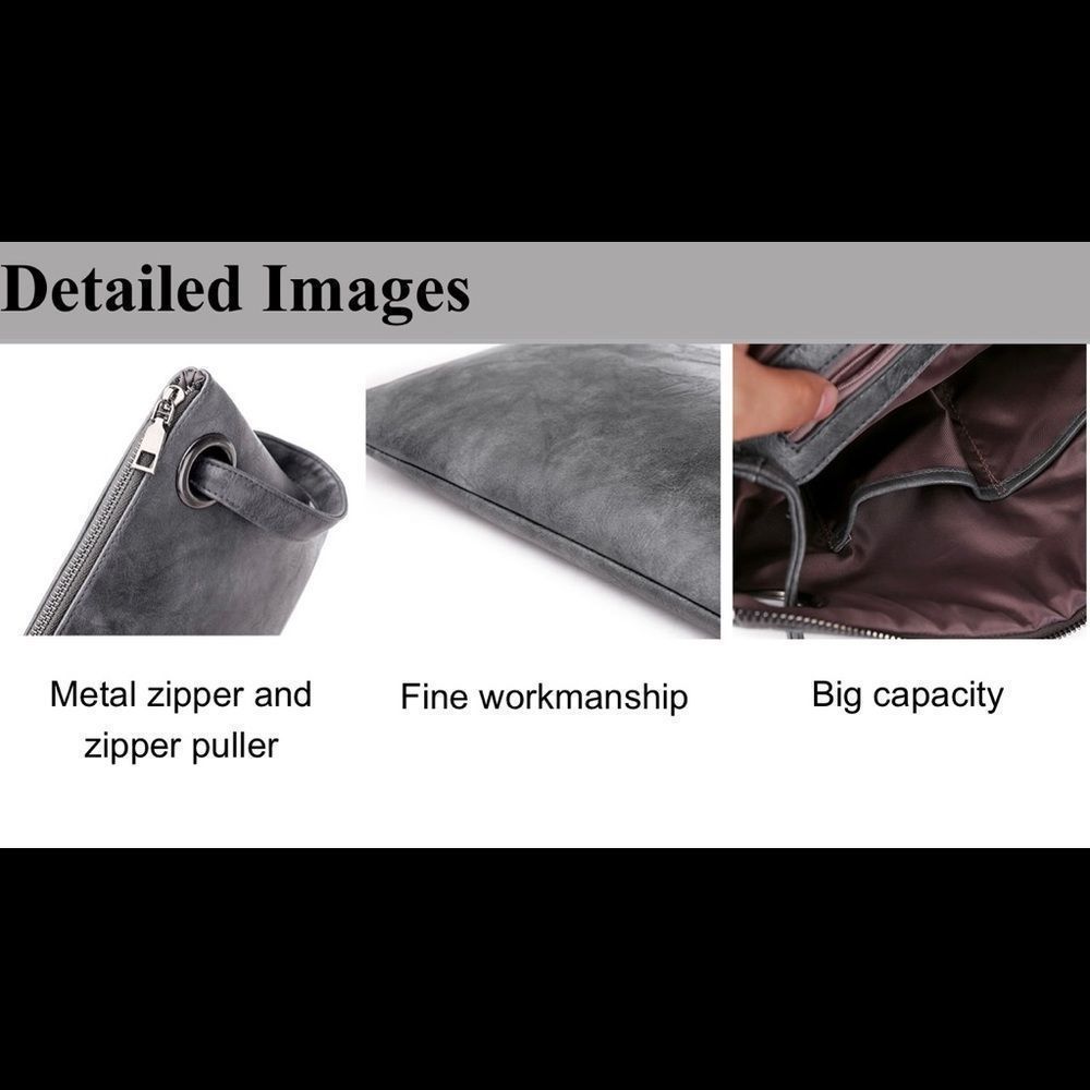 Very Soft Luxurious Vegan Leather Women’s Clutch Black - Picture 5 of 6
